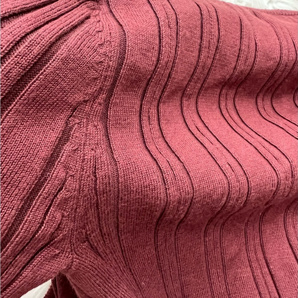 Rust Ribbed Zip Up Sweater Cardigan - Picture 7 of 7